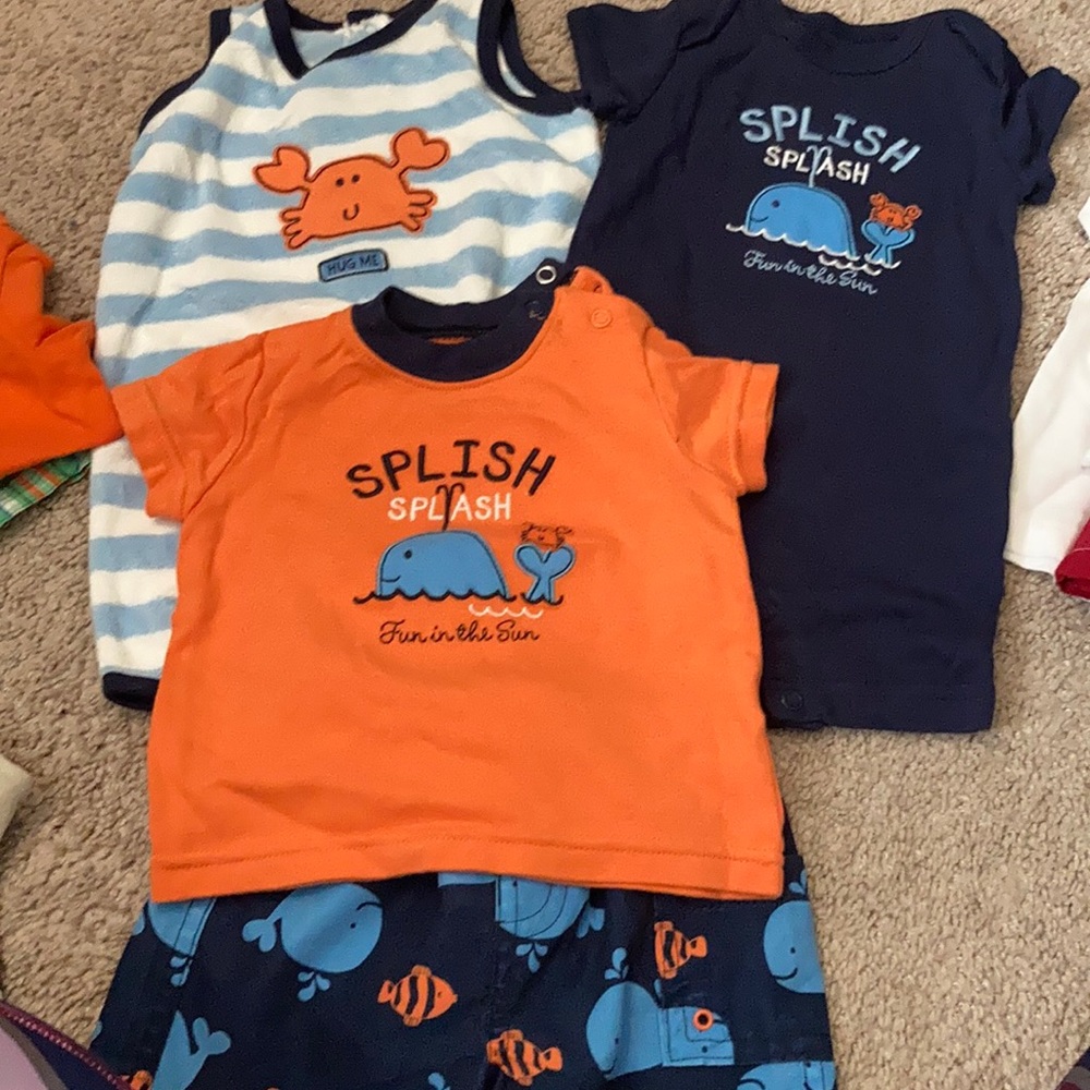 Carters swim trunks t-shirt romper